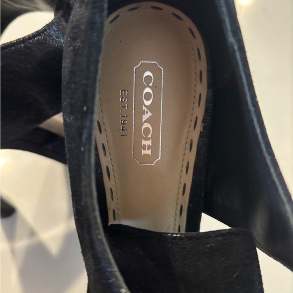 COACH•black suede leather platform heeled sandals 7 EUC - Picture 3 of 8